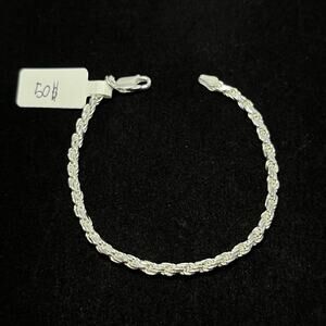 Pulsera Con Diseño Trenzado Plata Italiana 925 925 Silver Bracelet 7in